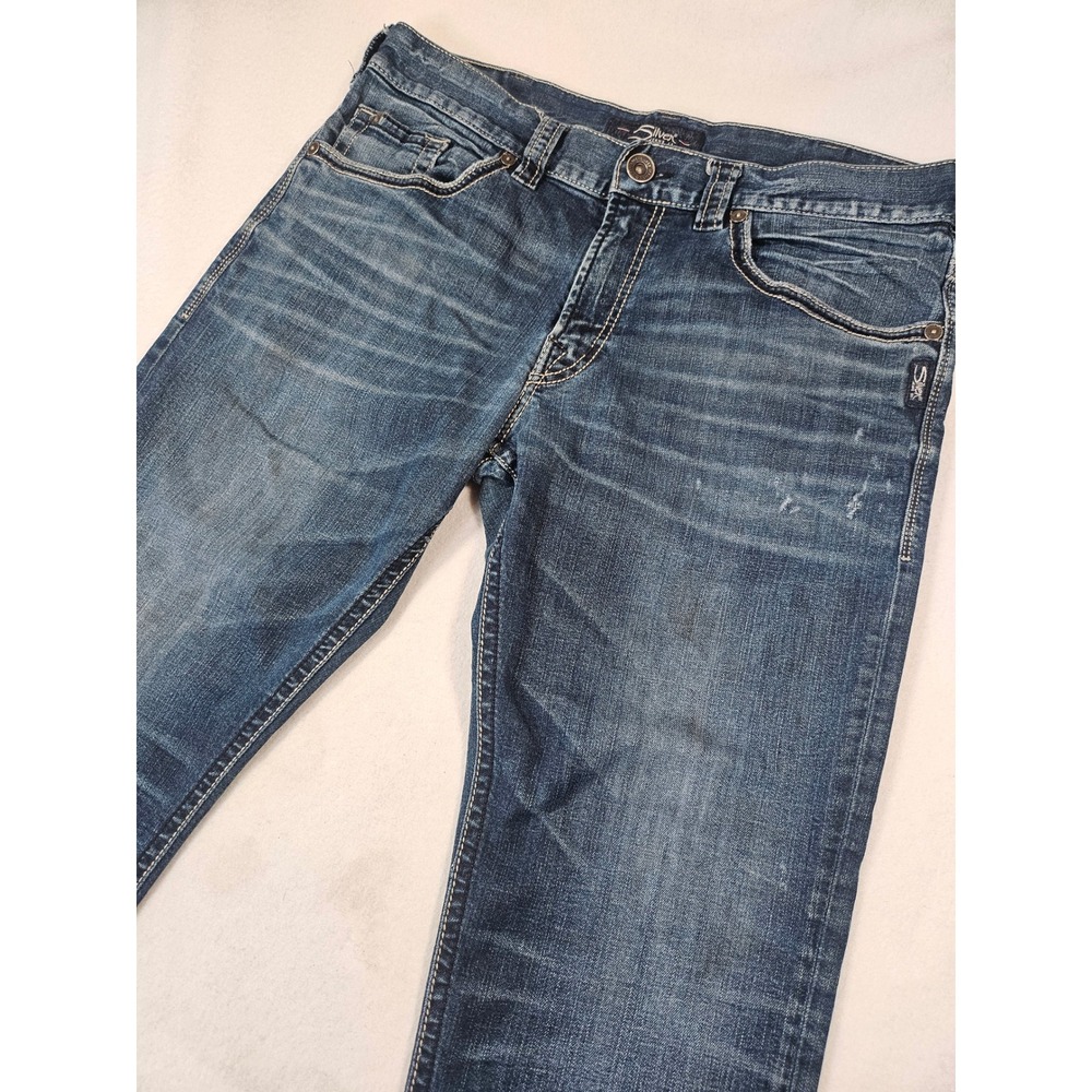 Silver Jeans Co Eddie Relaxed Fit Jeans Mens Size 36 Medium Wash Work Worn - Picture 6 of 16